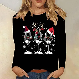 Рождественский джемпер tsaChick Женский рождественский свитшот Рождественский джемпер со смешным рождественским мотивом Рождественская футболка с длинными рукавами Футболка с круглым вырезом Рождественский джемпер больших размеров Рождественская футболка synthetic.ua - Фото 1
