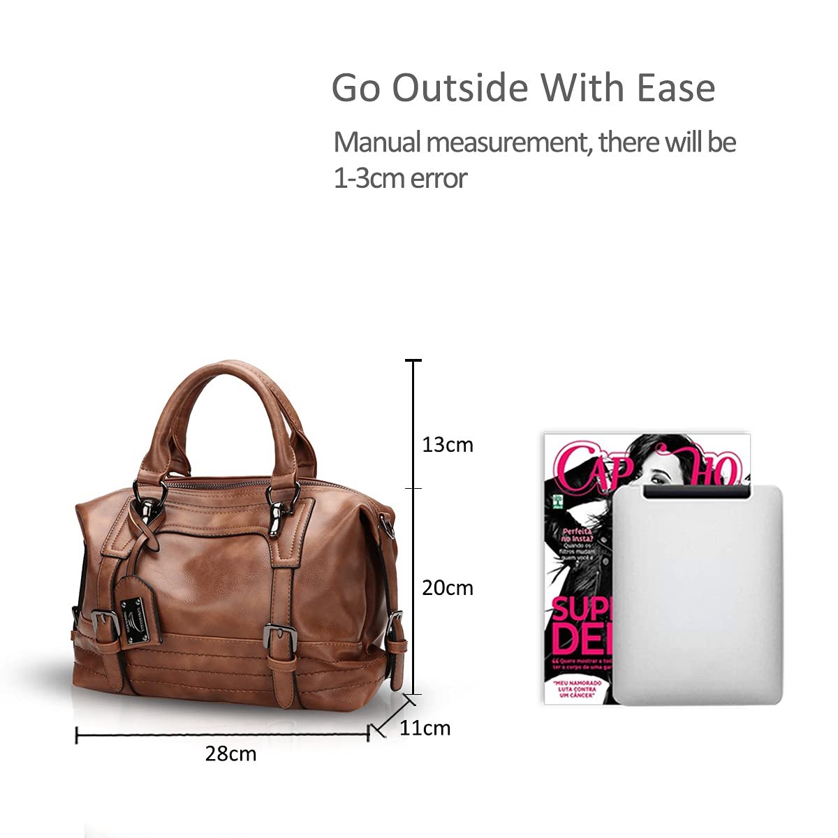 Сумка с Верхней Ручкой NICOLE & DORIS Fashion Oil Wax Boston Bags, коричневый, фото №6