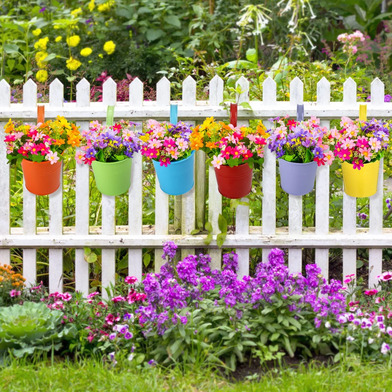 Підвісні горщики LIHAO Металеві зі знімною ручкою-гачком 6 шт. Набір, фото №5 Підвісні горщики LIHAO Металеві зі знімною ручкою-гачком 6 шт. Набір, фото №5