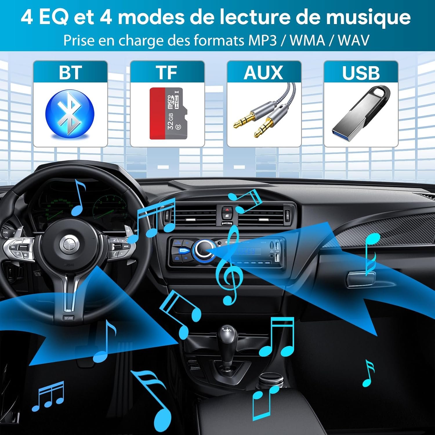Автомагнітола Chismos N2215 / Bluetooth / FM / AM / USB / AUX / SD & TF Port, фото №4