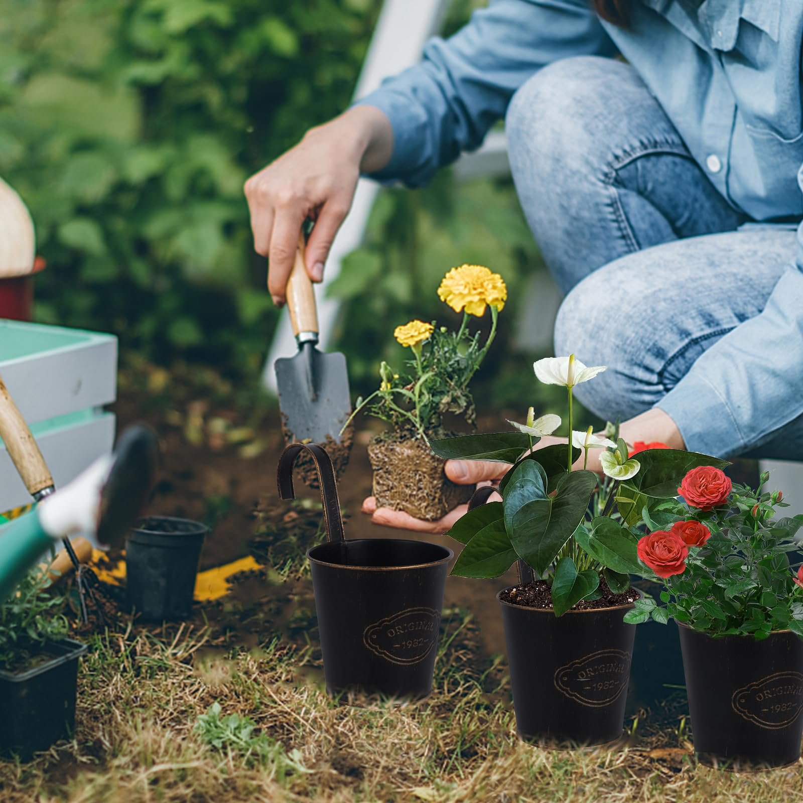 Підвісні квіткові горщики Набір з 10 шт. Металеві Ретро-стиль, фото №5