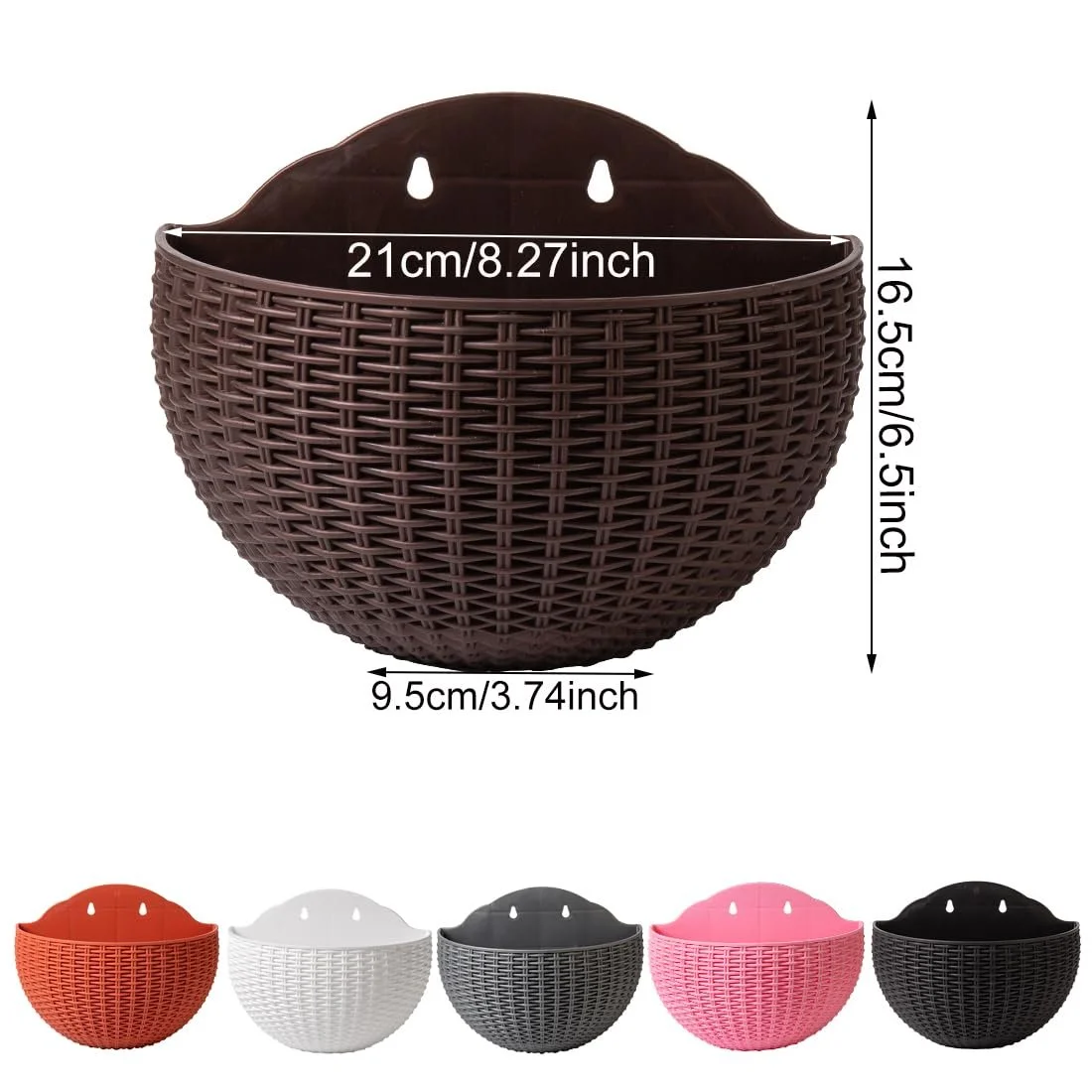 Настінне кашпо 2 шт. Пластик Напівкругле Білий, фото №2 Настінне кашпо 2 шт. Пластик Напівкругле Білий, фото №2