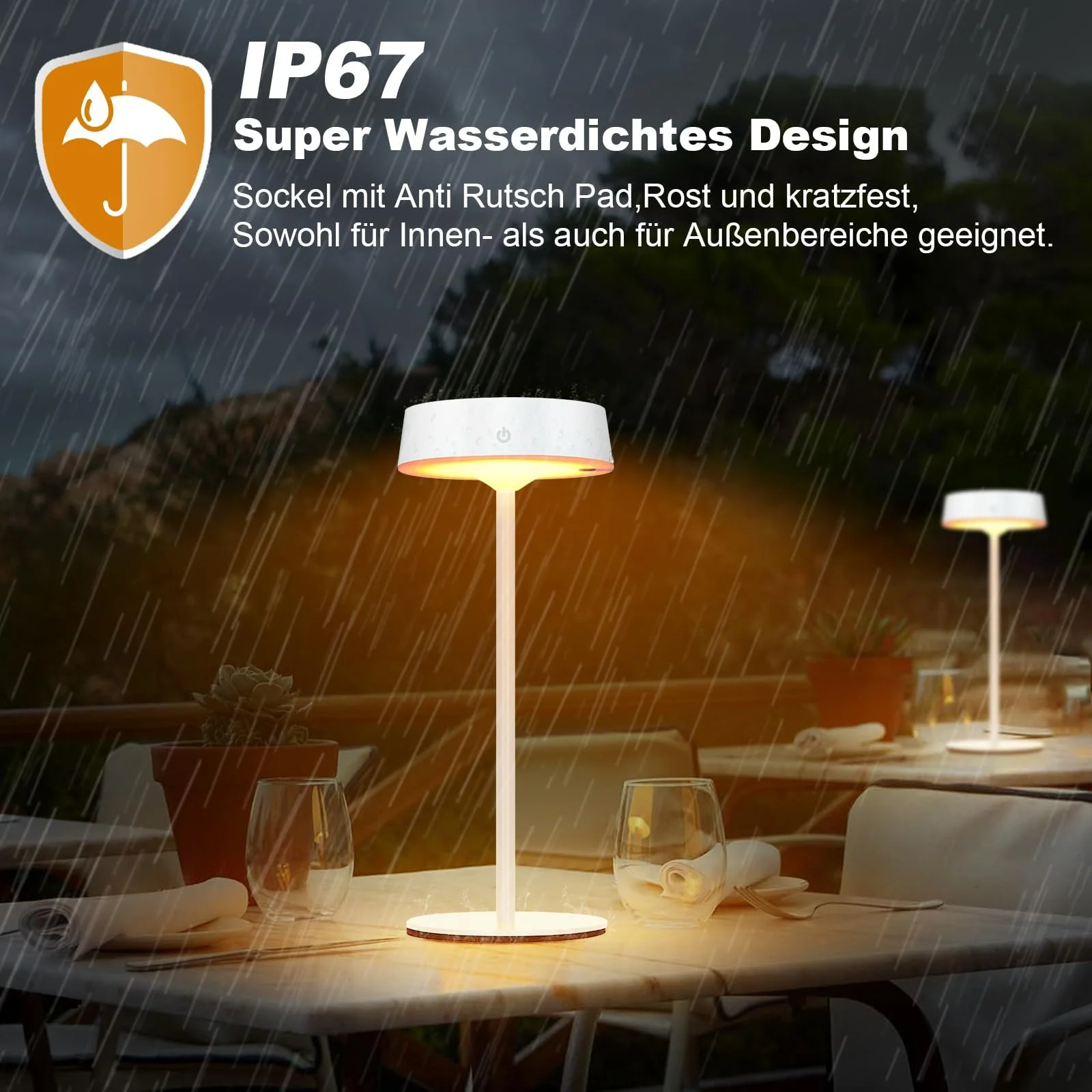 Настільна лампа Rosnek LED бездротова на сонячній батареї IP67 3 колірні температури Біла, фото №4