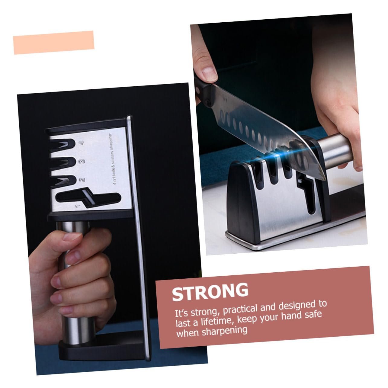 Точило для ножів ручна зі спеціальної сталі ергономічна настільна протиковзка, фото №3