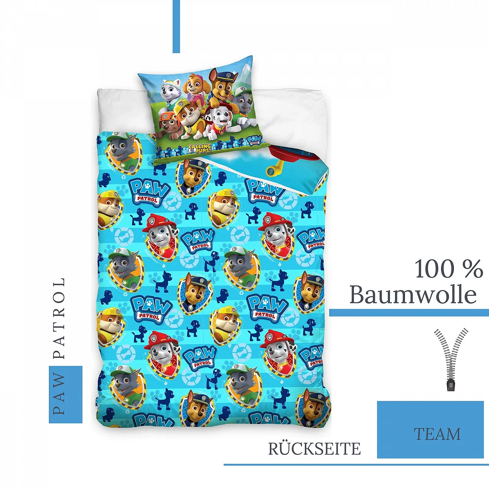 Детское постельное белье Paw Patrol 135 x 200 см, 80 x 80 см, хлопок, фото №3