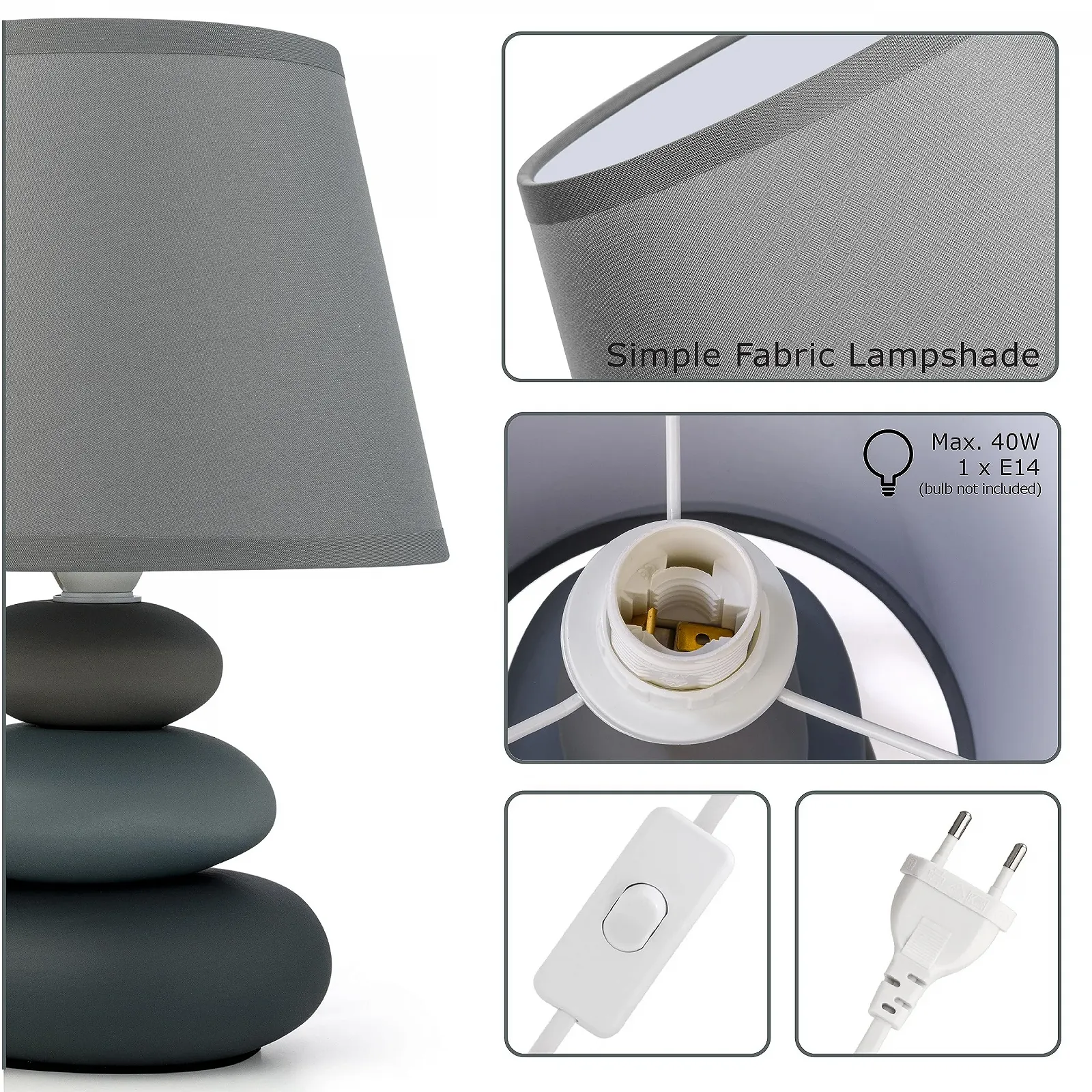 Настільна лампа Urban Lifestyle Lina Ceramic E14 LED Grey Matt, фото №4