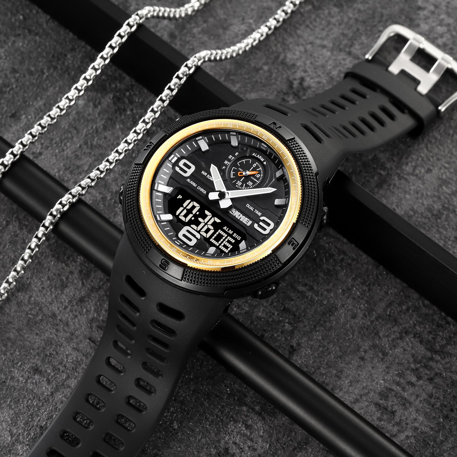 Годинник Skmei 1655 Gold-Black, фото №4