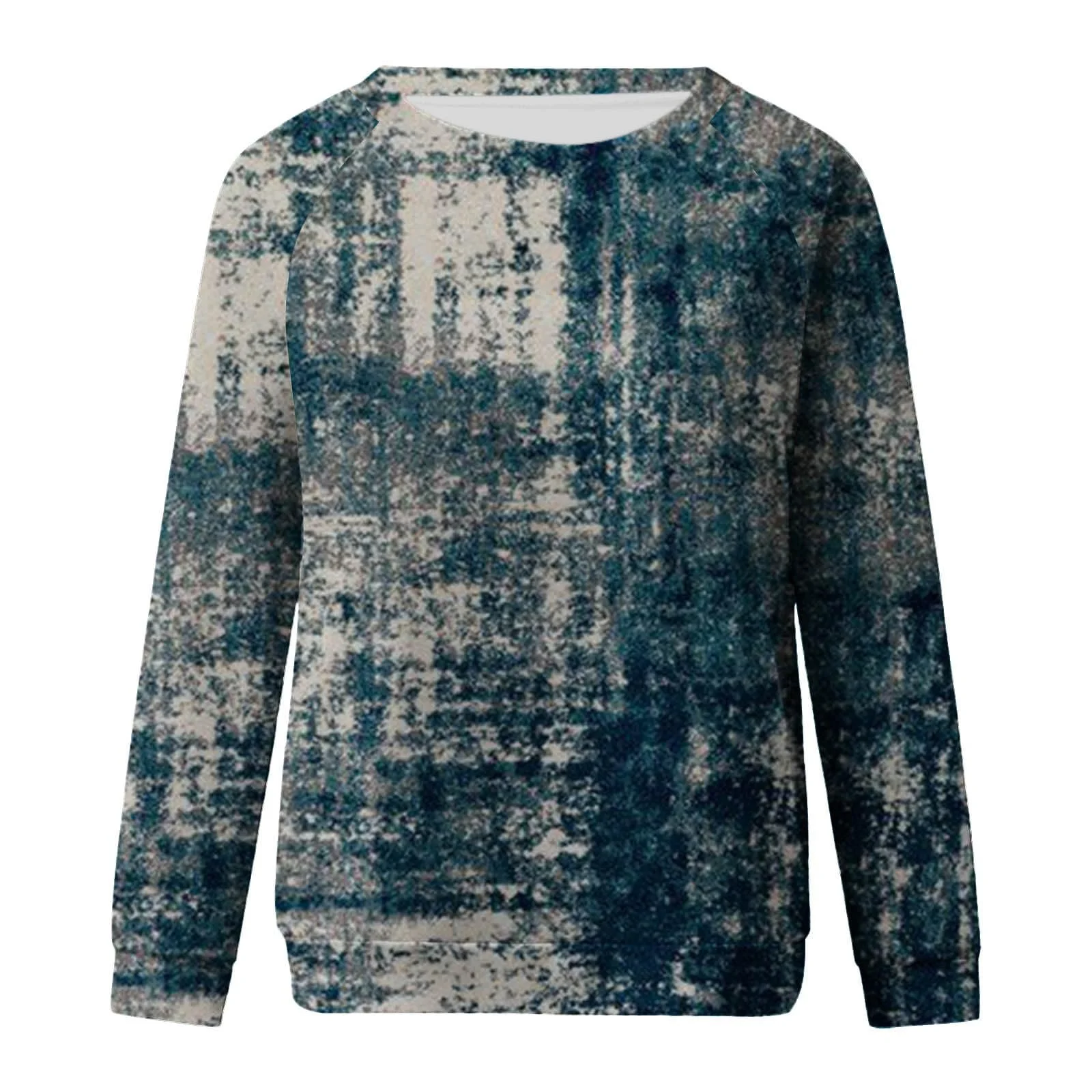 Винтажный свитшот TRIGLICOLEUM Женская блуза-туника в этническом стиле с классическим геометрическим принтом, удобные топы с длинными рукавами, осенне-зимняя спортивная рубашка с круглым вырезом, фото №3