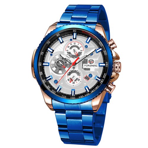 Годинник Forsining 6909 Blue-Cuprum-White, фото №1