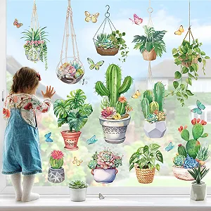Наклейка на стіну Green Nature Cactus and Succulents Зелена synthetic.ua - Фото 1