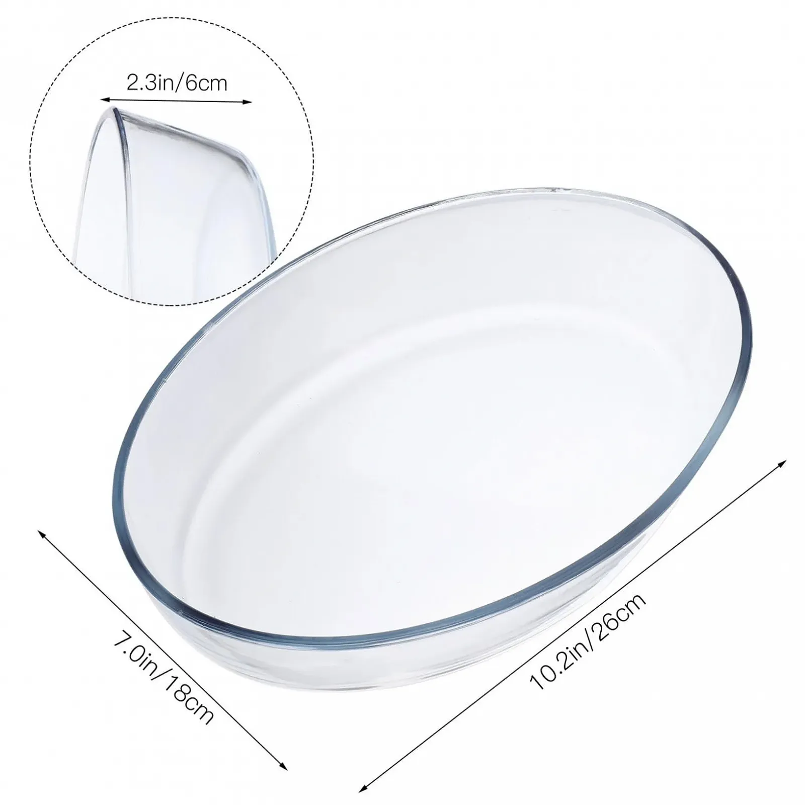 Противень для запекания термостойкий из закаленного стекла для микроволновой печи и посудомоечной машины, фото №2