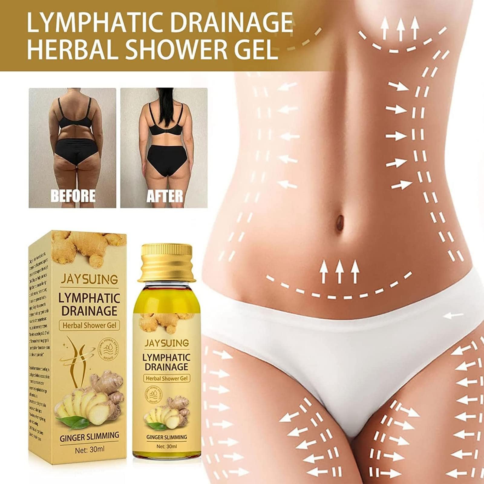 Гель для душу Lymphatic Detox Ginger Herbal Natural Organic Moisturizing Refreshing Slimming, фото №4