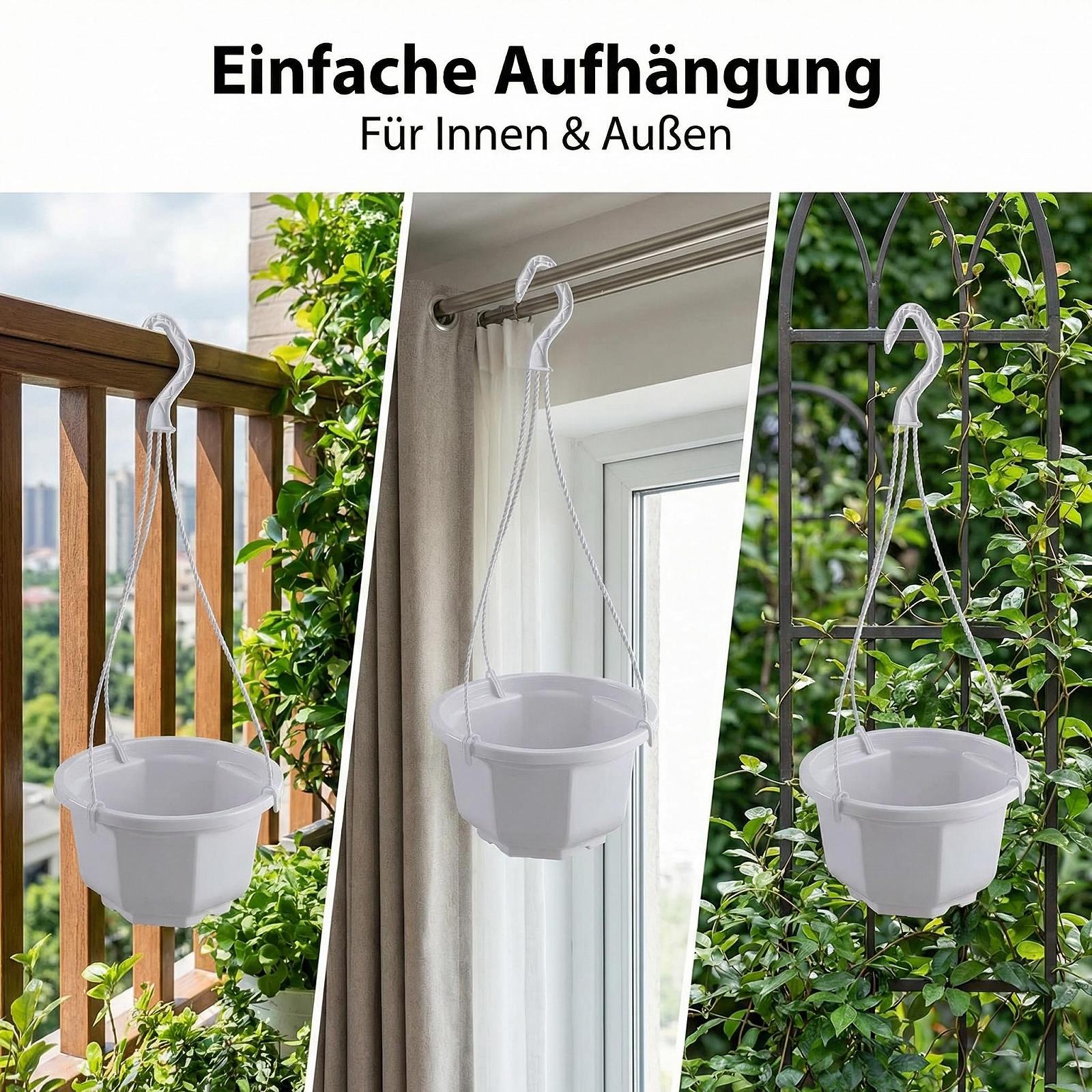 Подвесные горшки для цветов Yardwe пластиковые с крючками, белые, 5 шт., фото №6