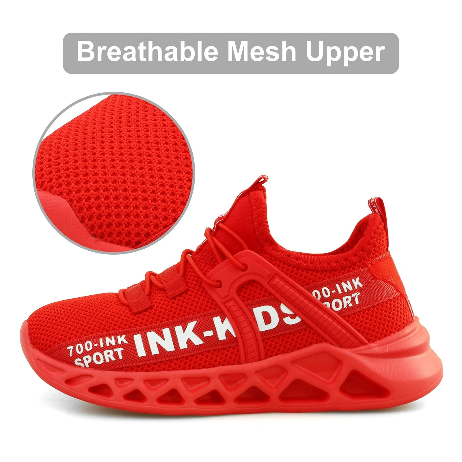 Детская спортивная обувь Unisex Детские сверхлегкие дышащие кроссовки на липучках для мальчиков Кроссовки для бега для девочек Розовый, фото №2