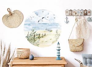 Наклейка на стіну Grandora DL652-02 Узбережжя Море Пляж Балтійське море Самоклеюча Кругла synthetic.ua - Фото 1