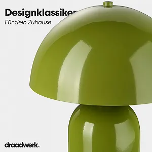 Настольная лампа Mushroom Emilia из порошкового металла ретро с купольным абажуром E27 зеленая synthetic.ua - Фото 1