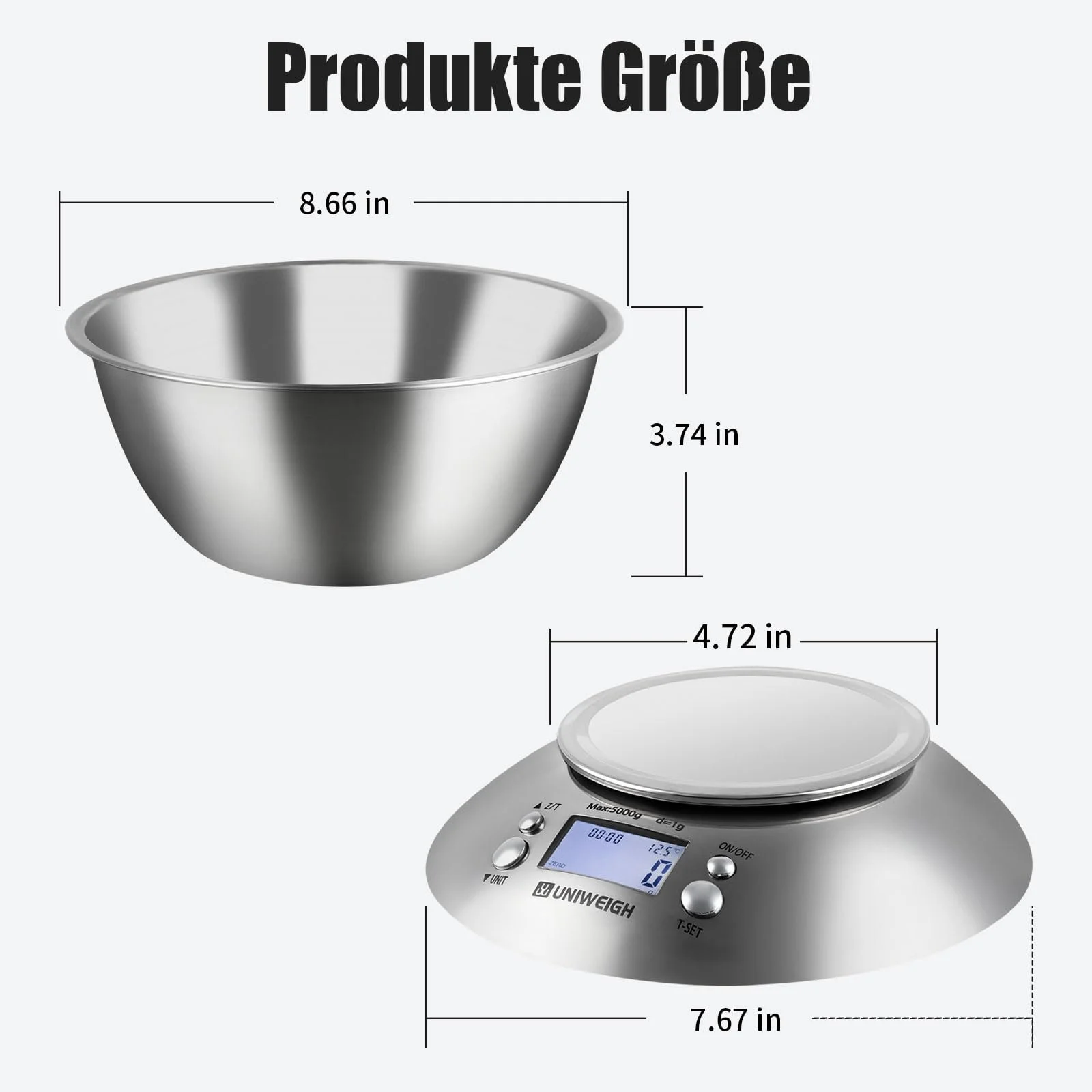 Кухонні ваги Bowl Digital 2.15 L Stainless Steel 5 kg, фото №3 Кухонні ваги Bowl Digital 2.15 L Stainless Steel 5 kg, фото №3