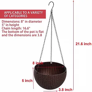Подвесная корзина Цветочный горшок Уличный с отверстиями и цепочками synthetic.ua - Фото 1