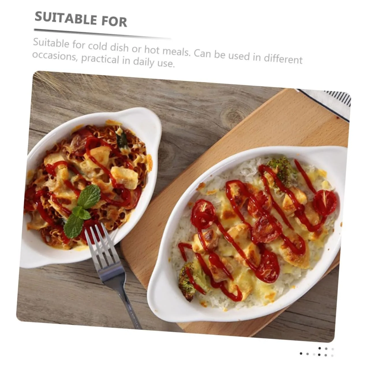 Форма для запікання овальна керамічна з подвійними ручками жаростійка для мікрохвильової печі, фото №3 Форма для запікання овальна керамічна з подвійними ручками жаростійка для мікрохвильової печі, фото №3