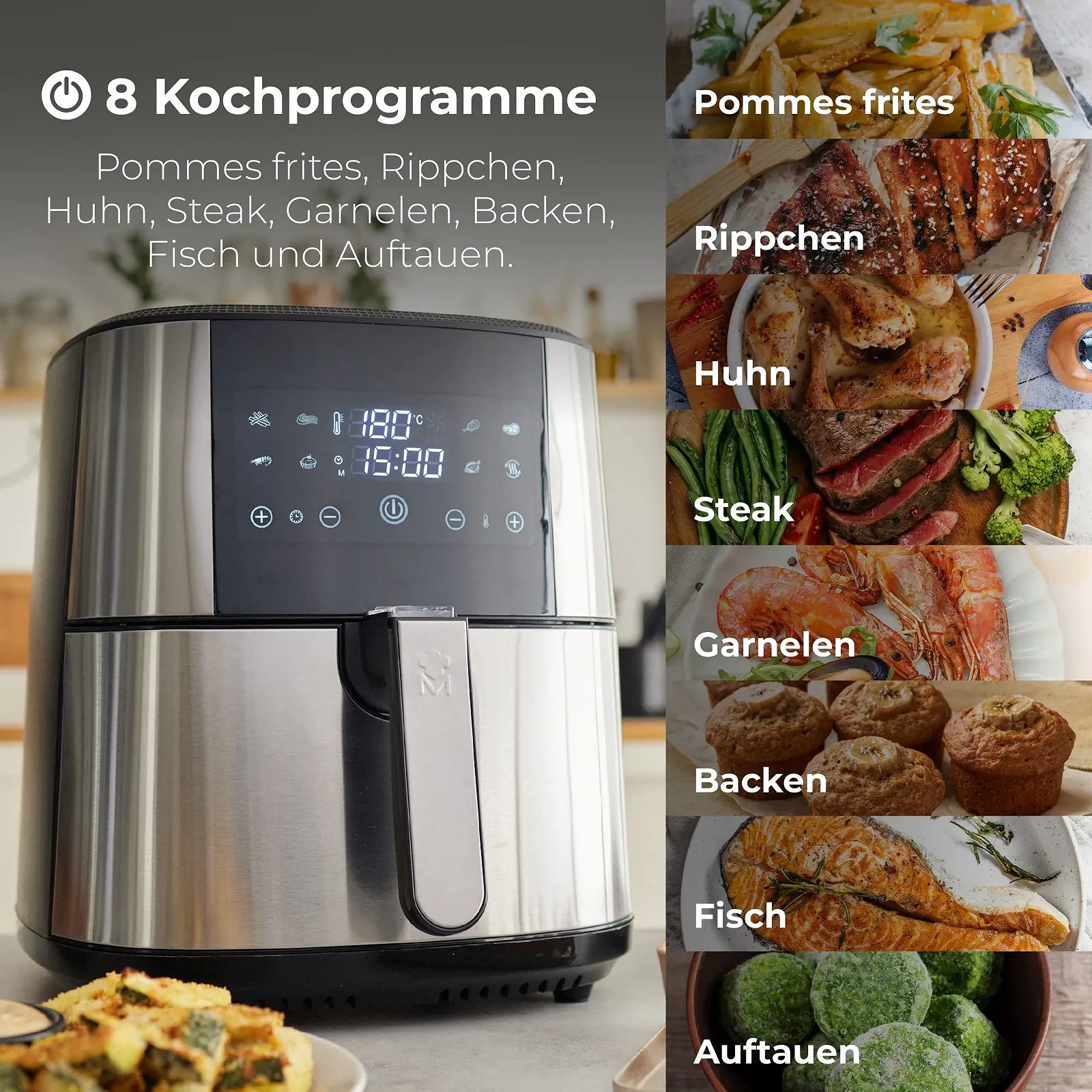 Мультипіч MasterPro Foodies XXL 6 л 1800 Вт LED-дисплей 8-в-1, фото №4 Мультипіч MasterPro Foodies XXL 6 л 1800 Вт LED-дисплей 8-в-1, фото №4