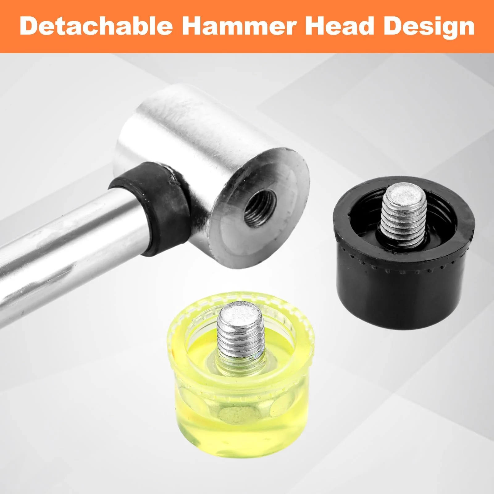 Набор резиновых киянок 60 mm/40 mm/25 mm с ручкой из стекловолокна 3 шт., фото №6