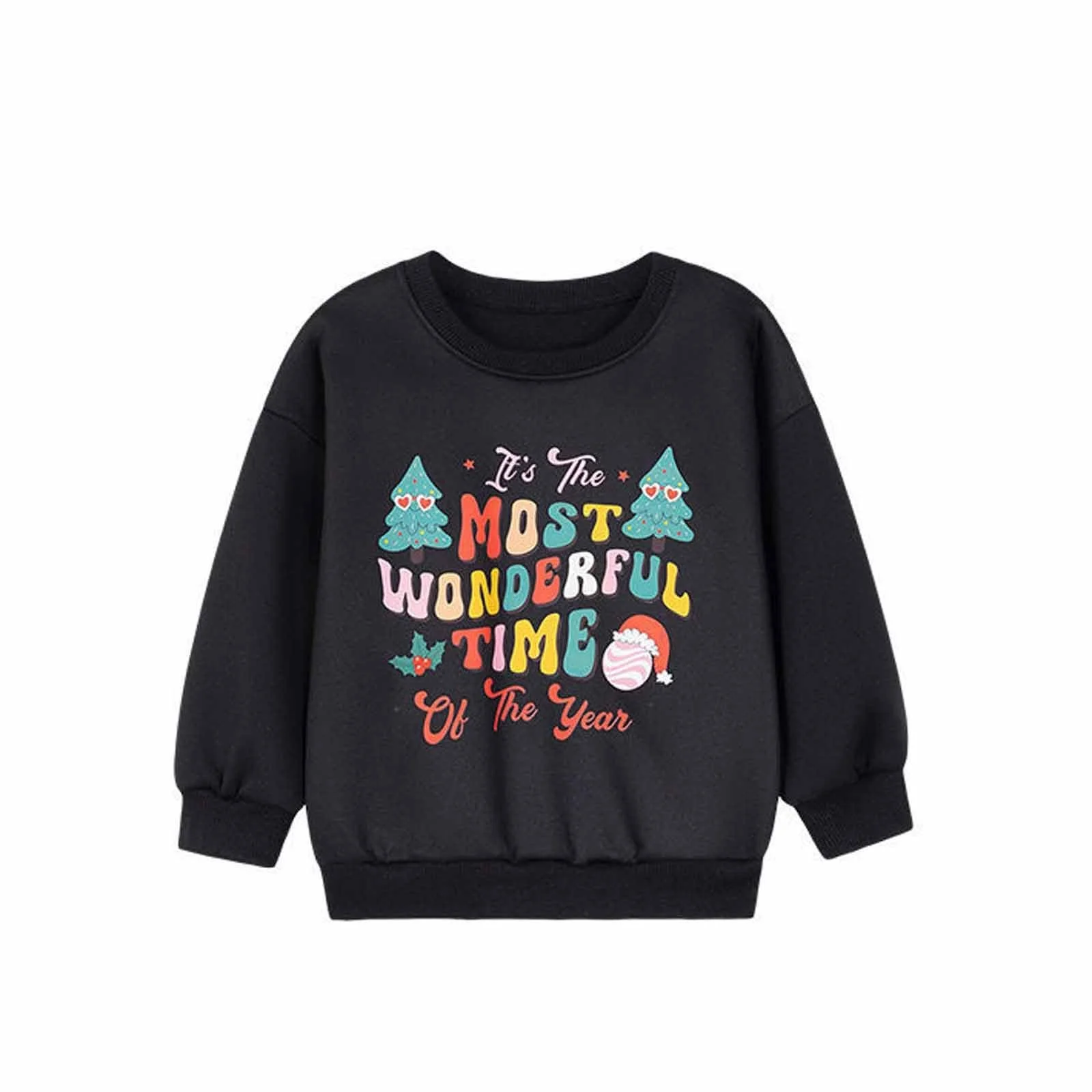 Пуловер для девочки с длинными рукавами и круглым вырезом, мягкая флисовая кофта с принтом для детей и подростков, фото №1