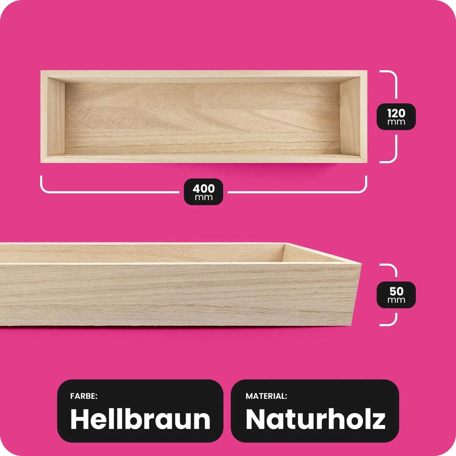 Піднос дерев'яний Netuno Прямокутний Натуральне дерево, фото №2