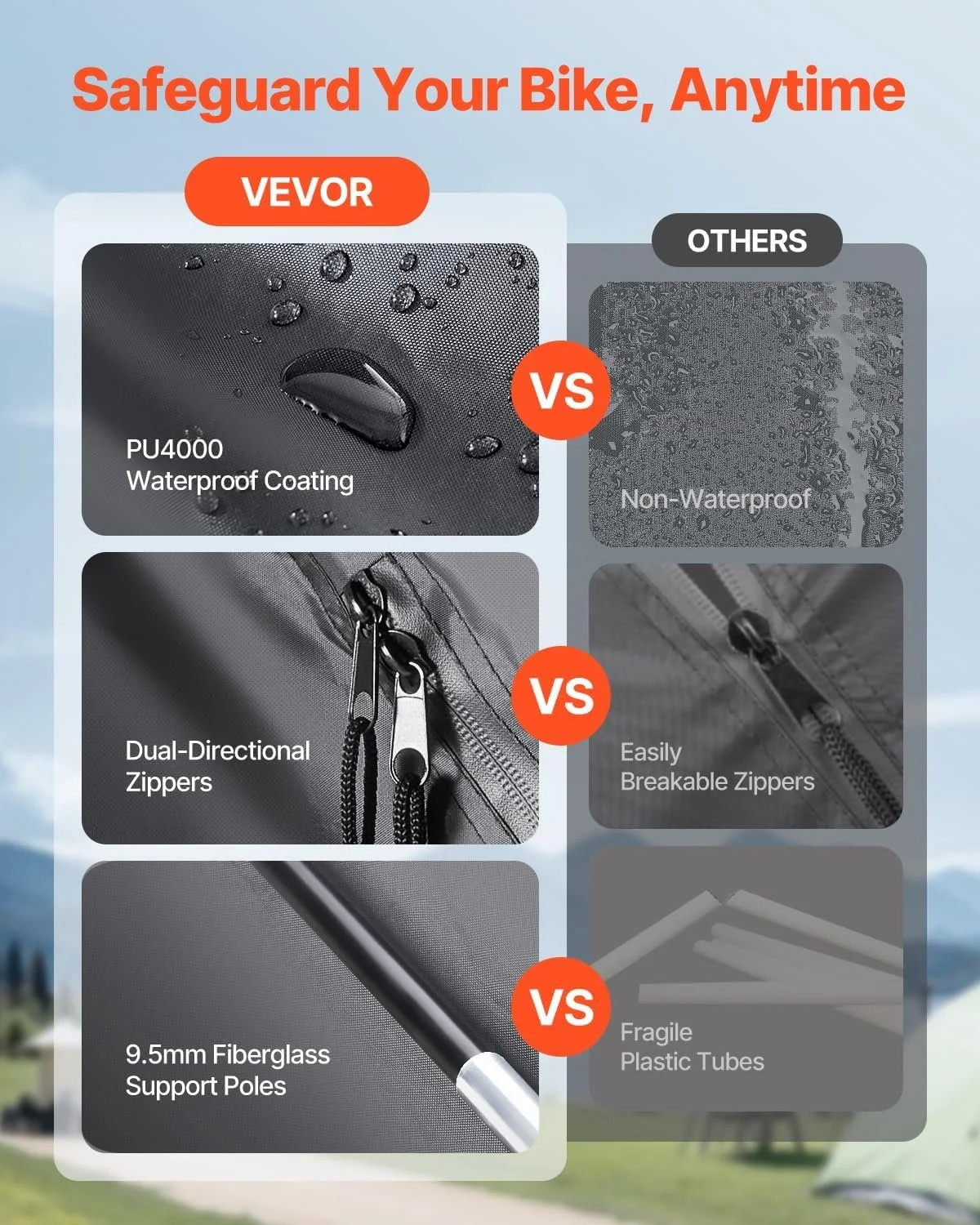 Палатка для хранения велосипедов VEVOR BYSKU5 Черная, фото №7