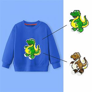 Пуловер Generisch для мальчиков, пайетки, динозавр, круглый вырез, разноцветный, меняющийся дизайн, удобный для мальчиков и девочек, для повседневной носки synthetic.ua - Фото 1