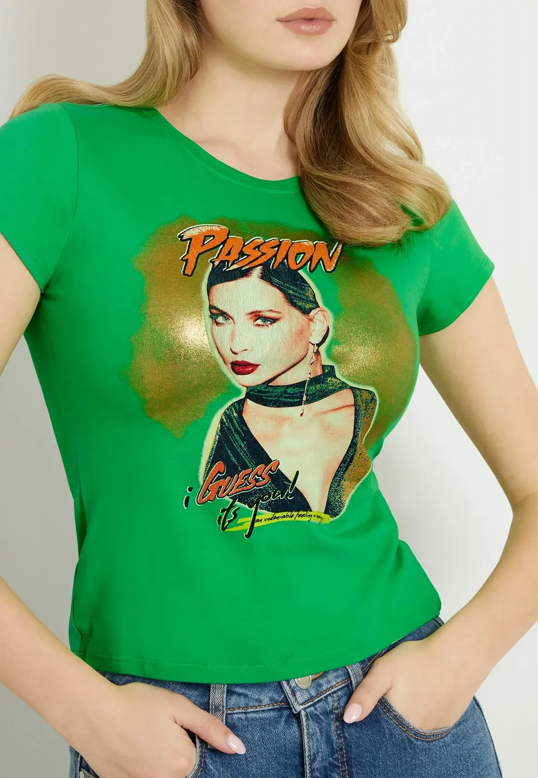 Женская футболка GUESS JEANS / Зеленая / Размер S, фото №3