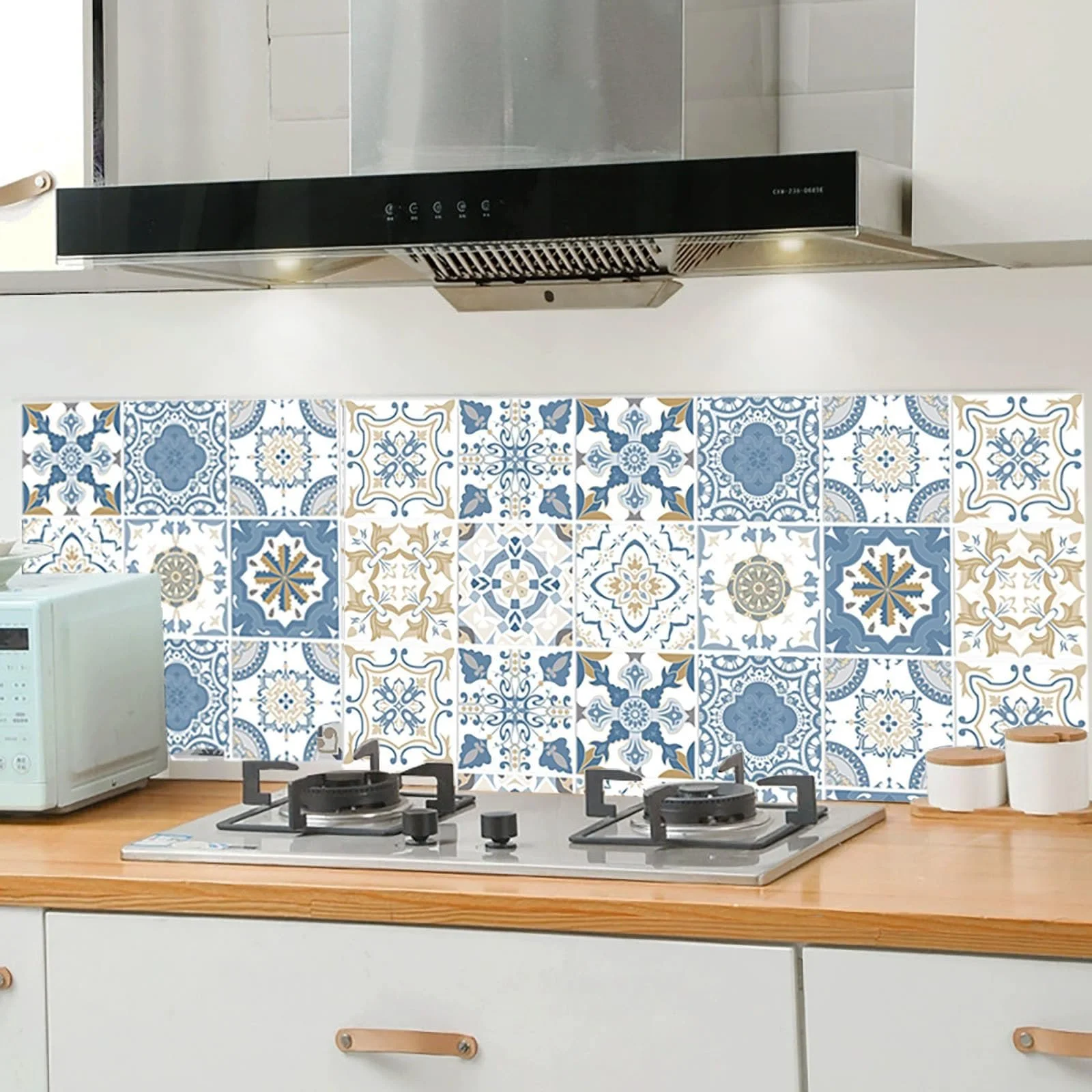 Наклейки на плитку Blue Victorian Vintage 24 шт. 10 x 10 см Самоклеючі Водонепроникні, фото №6 Наклейки на плитку Blue Victorian Vintage 24 шт. 10 x 10 см Самоклеючі Водонепроникні, фото №6