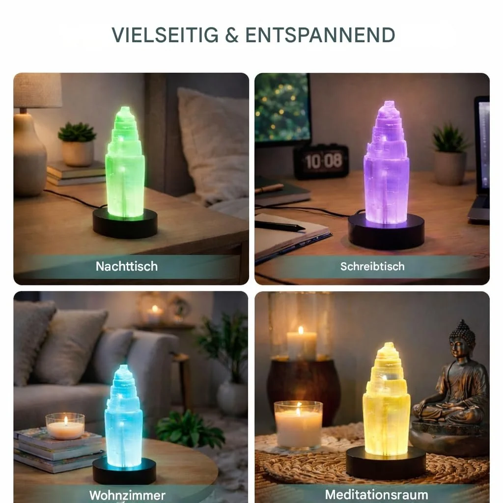 Настільна лампа Selenite Mountain Healing Crystals Stones USB LED 15 см, фото №4