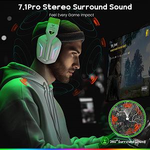 Наушники WESEARY WG1 Bluetooth 2.4GHz Gaming Headset Wireless с микрофоном для PS5/PS4/PC/Switch/Mac Стерео 50 часов с RGB Light synthetic.ua - Фото 1