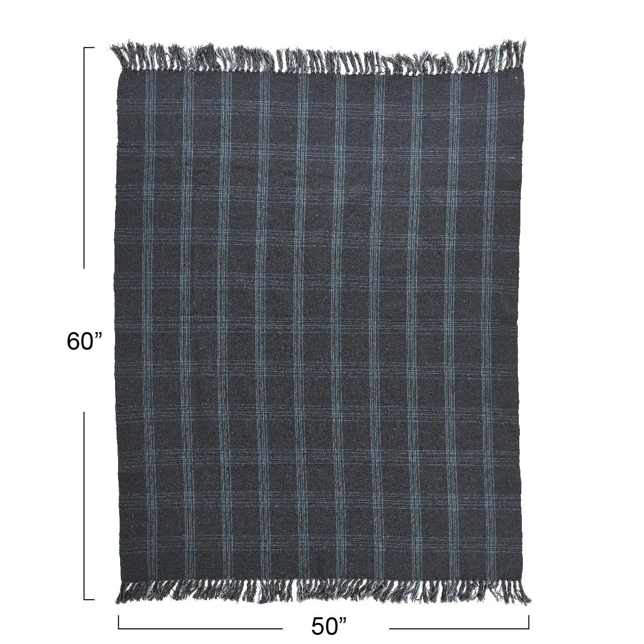 Плед Creative Co-op Перероблена Бавовна Сірий Клітинка, фото №2