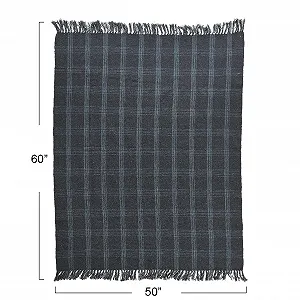 Плед Creative Co-op Перероблена Бавовна Сірий Клітинка synthetic.ua - Фото 1