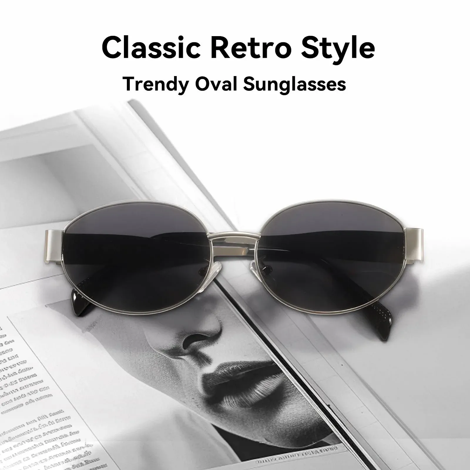Солнцезащитные очки Овальные Retro Dollger Металл Модные Классические Защита UV400, фото №2