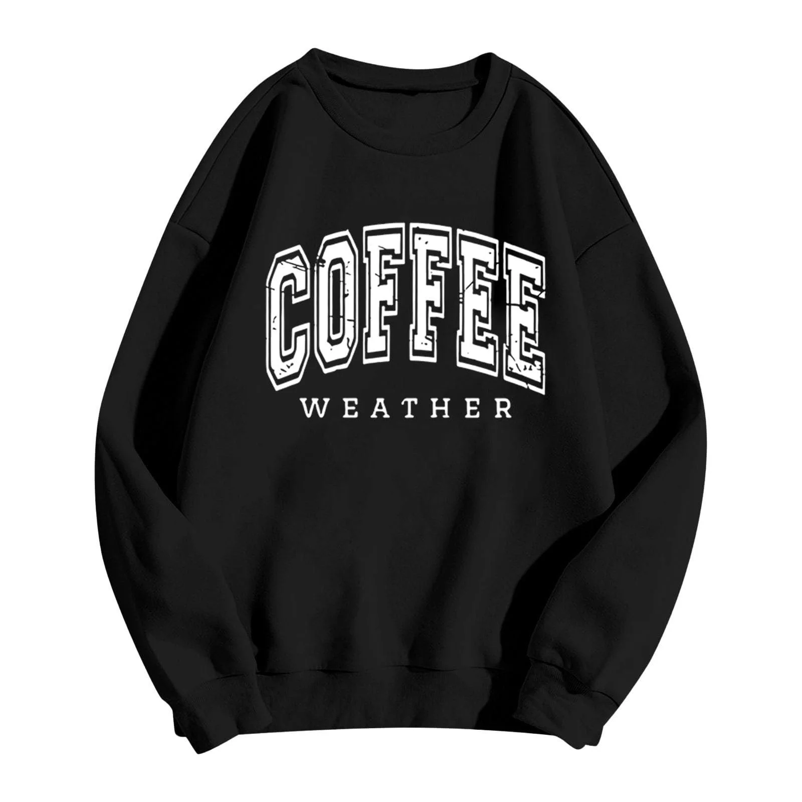 Женская Толстовка с Буквенным Принтом Coffee Weather, С Длинными Рукавами, Круглым Вырезом, Свободный Пуловер, Блузка, Повседневные Осенние Топы, Куртка, фото №2