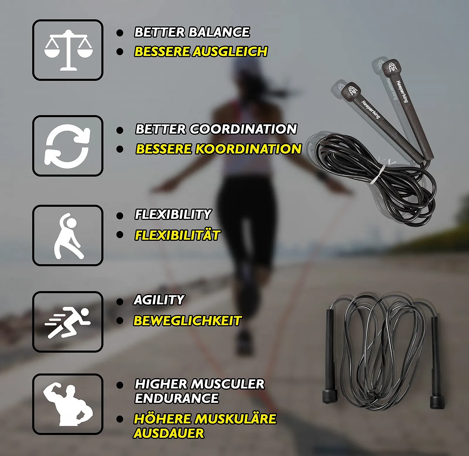 Скакалка Keeperking Professional Adult Fitness MMA Cardi, фото №5