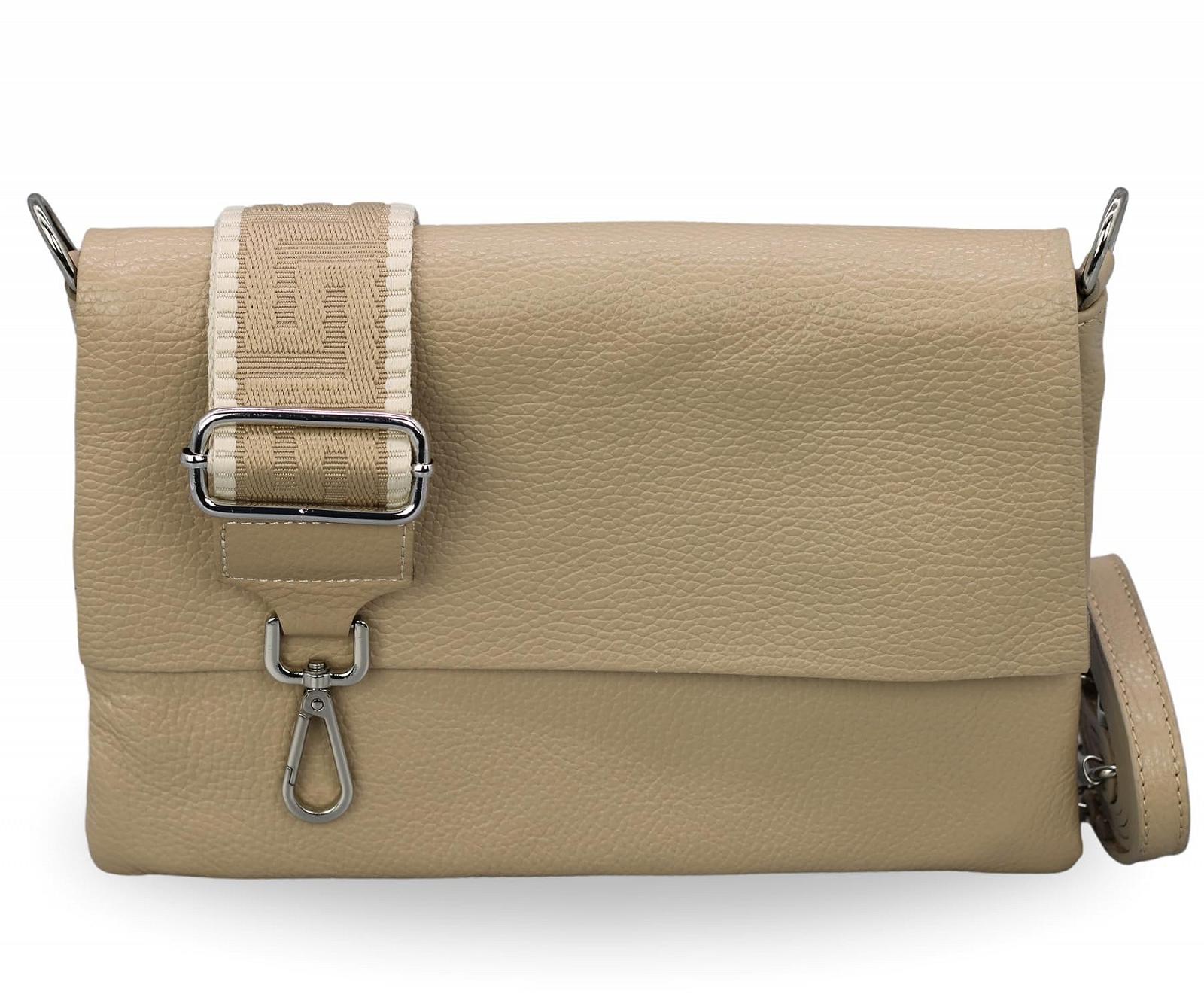 Сумка на плечо Brise Женская из натуральной кожи Elisa Сделанная вручную Сумочка Маленькая Тонкая сумка 3 отделения Сумка через плечо с кожаным ремешком + Дополнительный широкий узорчатый ремешок Сделано в Италии, фото №1