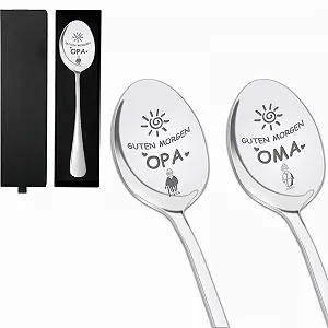 Ложка Кофейная с гравировкой Grandfather Grandma Theme, с подарочной коробкой и мешочком для хранения, Best Grandpa Grandma in the World, для подарков на Пасху, для бабушки и дедушки, персонализированная ложка - Фото 1