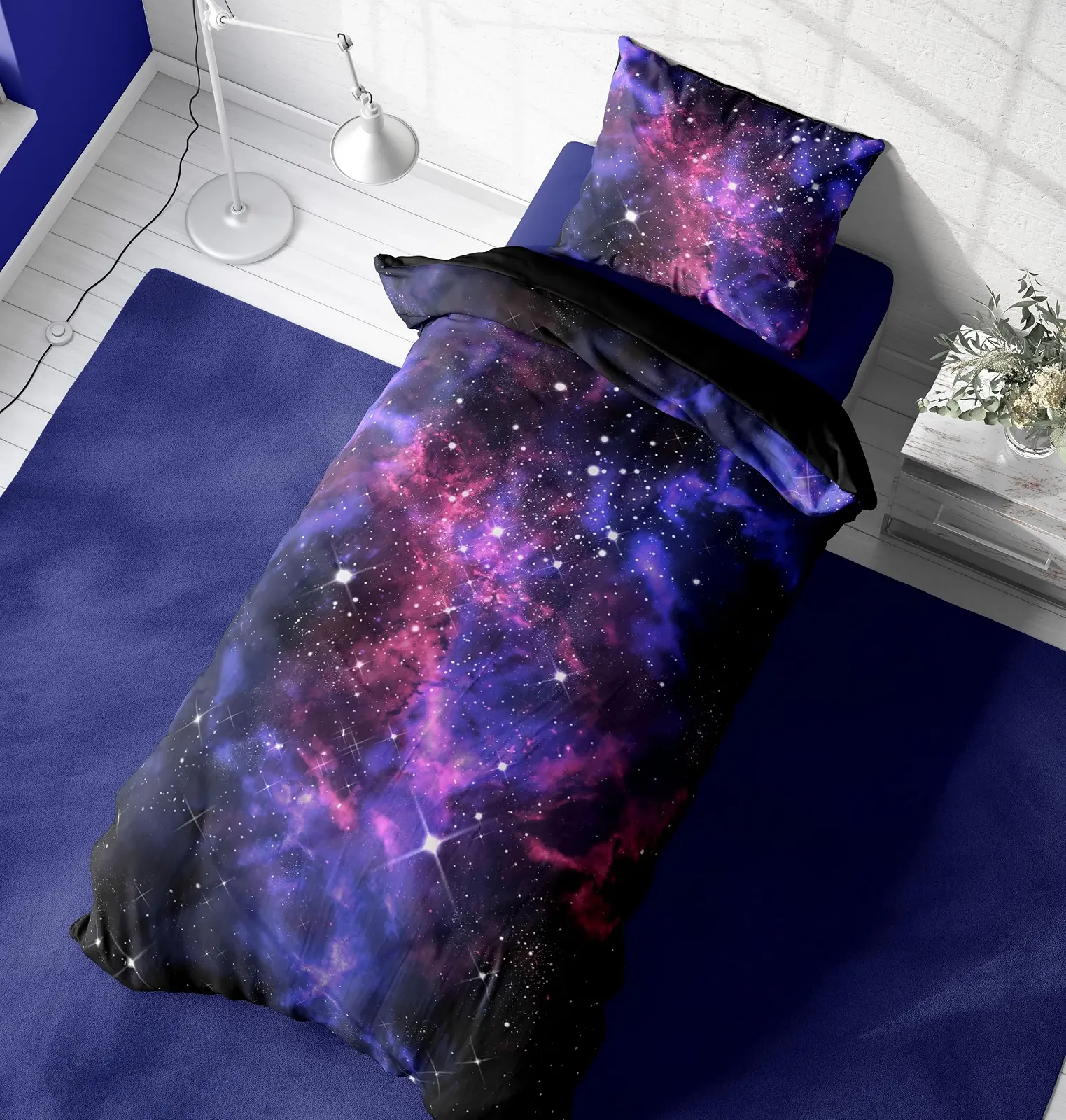 Постільна білизна дитяча one-home 135 x 200 см 80 x 80 см мікрофібра фотодрук Space Black, фото №4