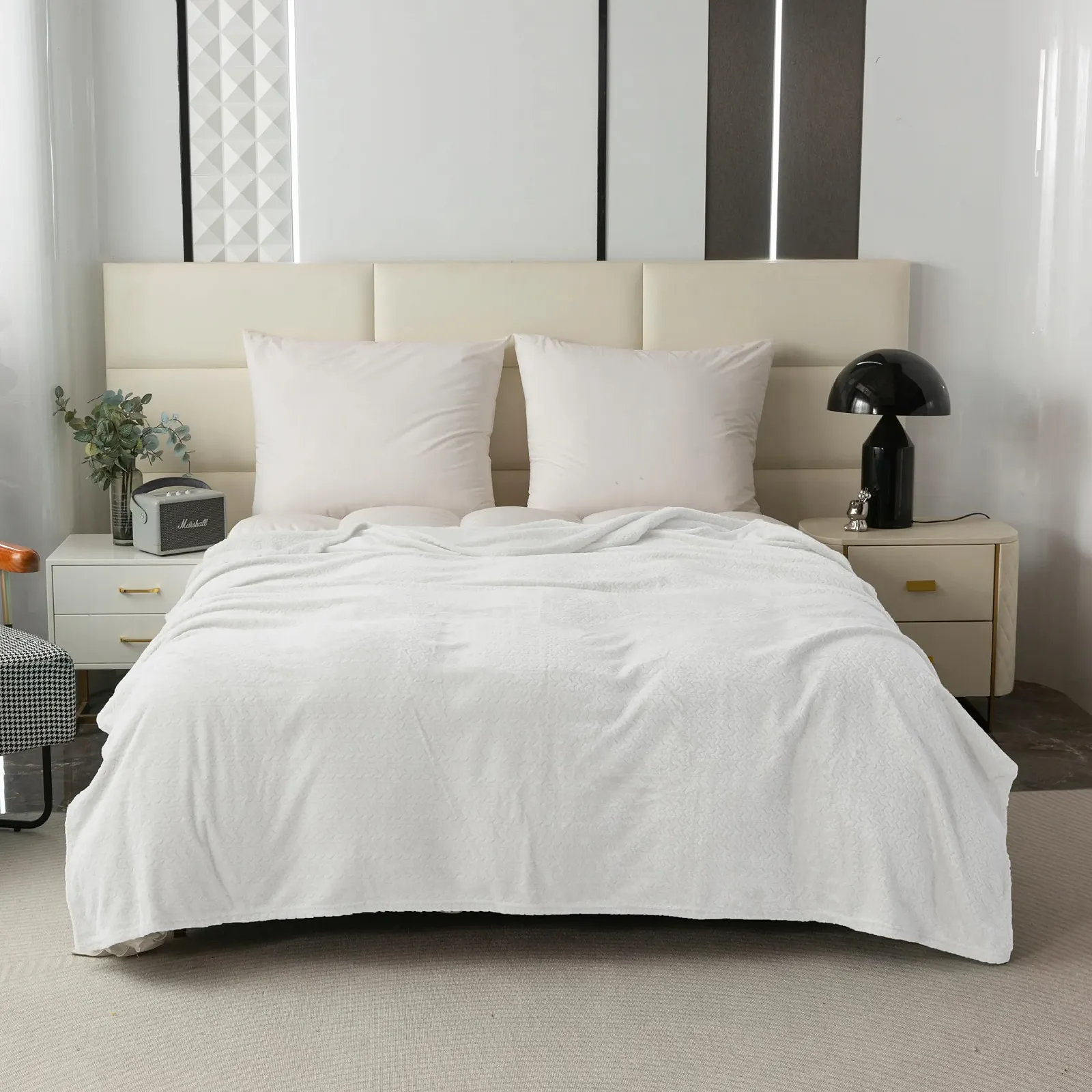 Одеяло Cuddly 160 x 200 см Cloud White Пушистое флисовое фланелевое одеяло для дивана, двустороннее одеяло как накидка на диван или одеяло для гостиной, фото №3