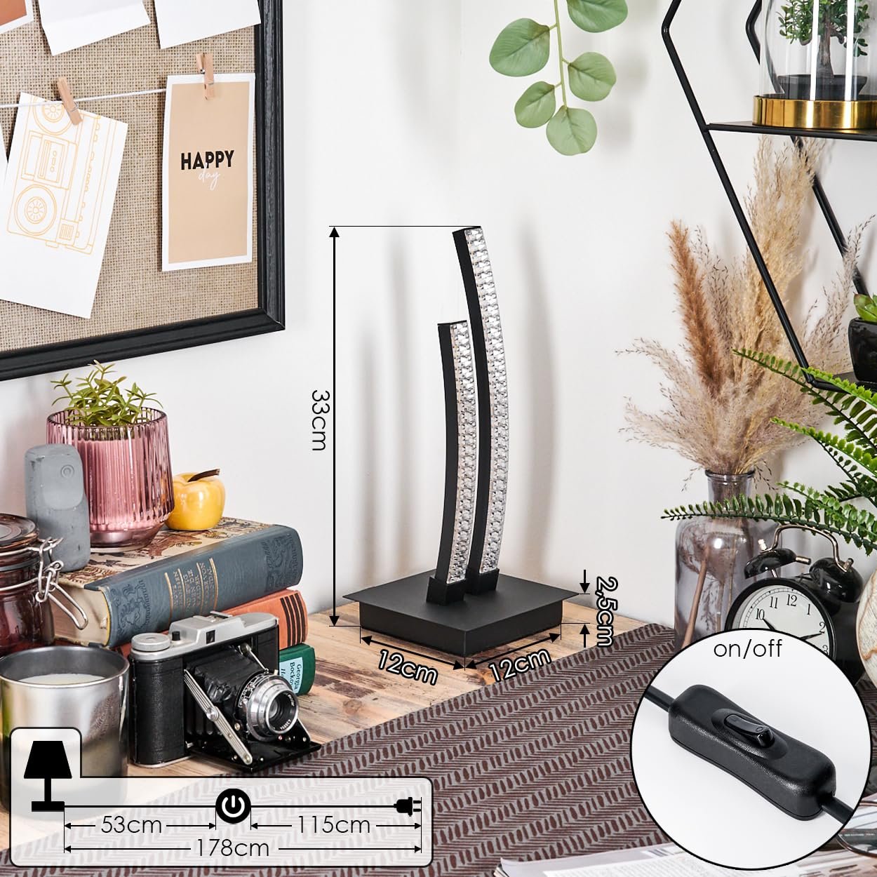 Настільна лампа HOFSTEIN Rowan LED 8 Вт 900 лм 3000 К Чорний/Прозорий, фото №5