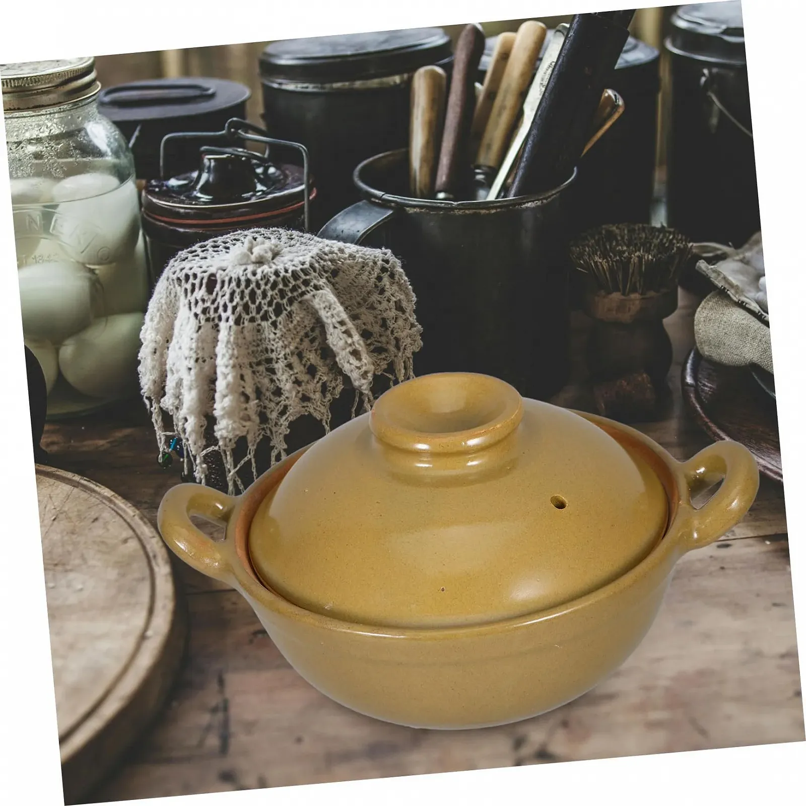 Каструля Керамічна Гончарна глина з ручкою антипригарна, фото №7