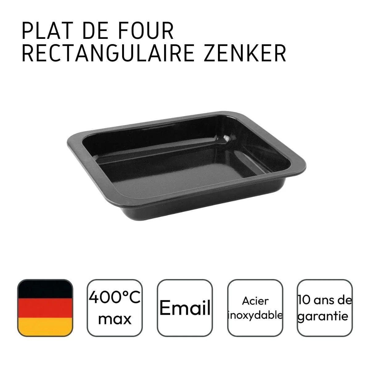 Форма для запікання Zenker SPECIAL COOKING 33 x 5 x 25 см прямокутна емальована з високим бортом Чорна 1 шт., фото №8