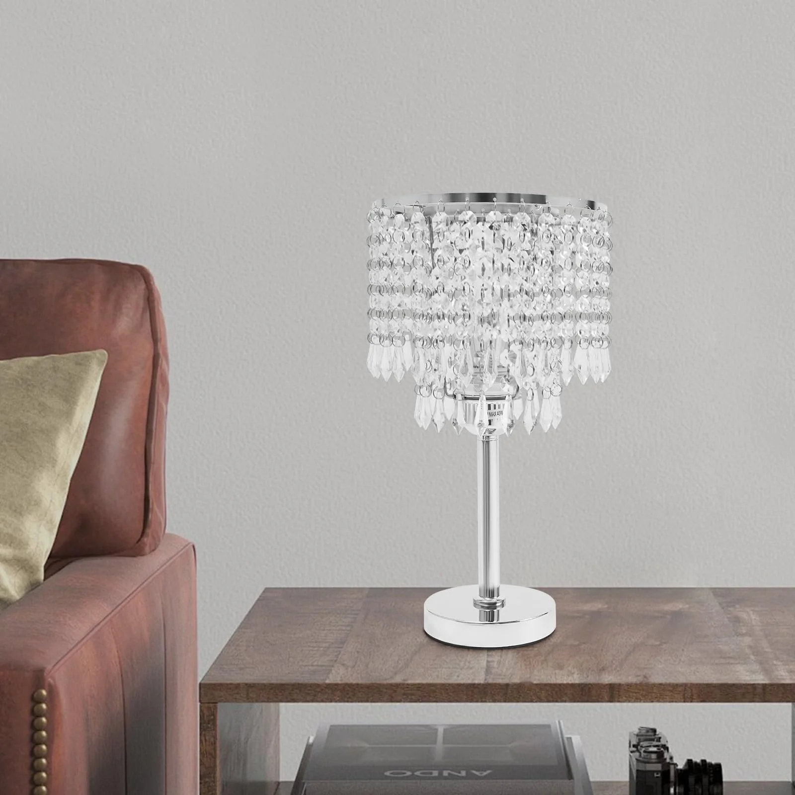 Настільна лампа кришталева скляна сучасна E27, фото №3