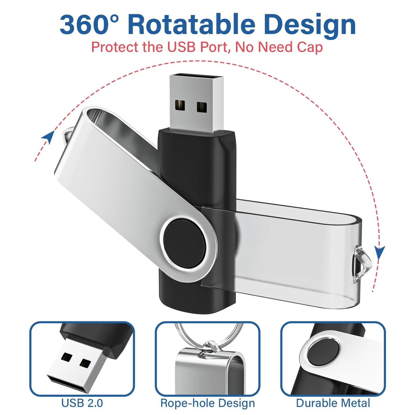 Набір USB-накопичувачів 20 шт 16 ГБ High Speed USB 2.0 Swivel Metal Flash Drive Black, фото №7 Набір USB-накопичувачів 20 шт 16 ГБ High Speed USB 2.0 Swivel Metal Flash Drive Black, фото №7