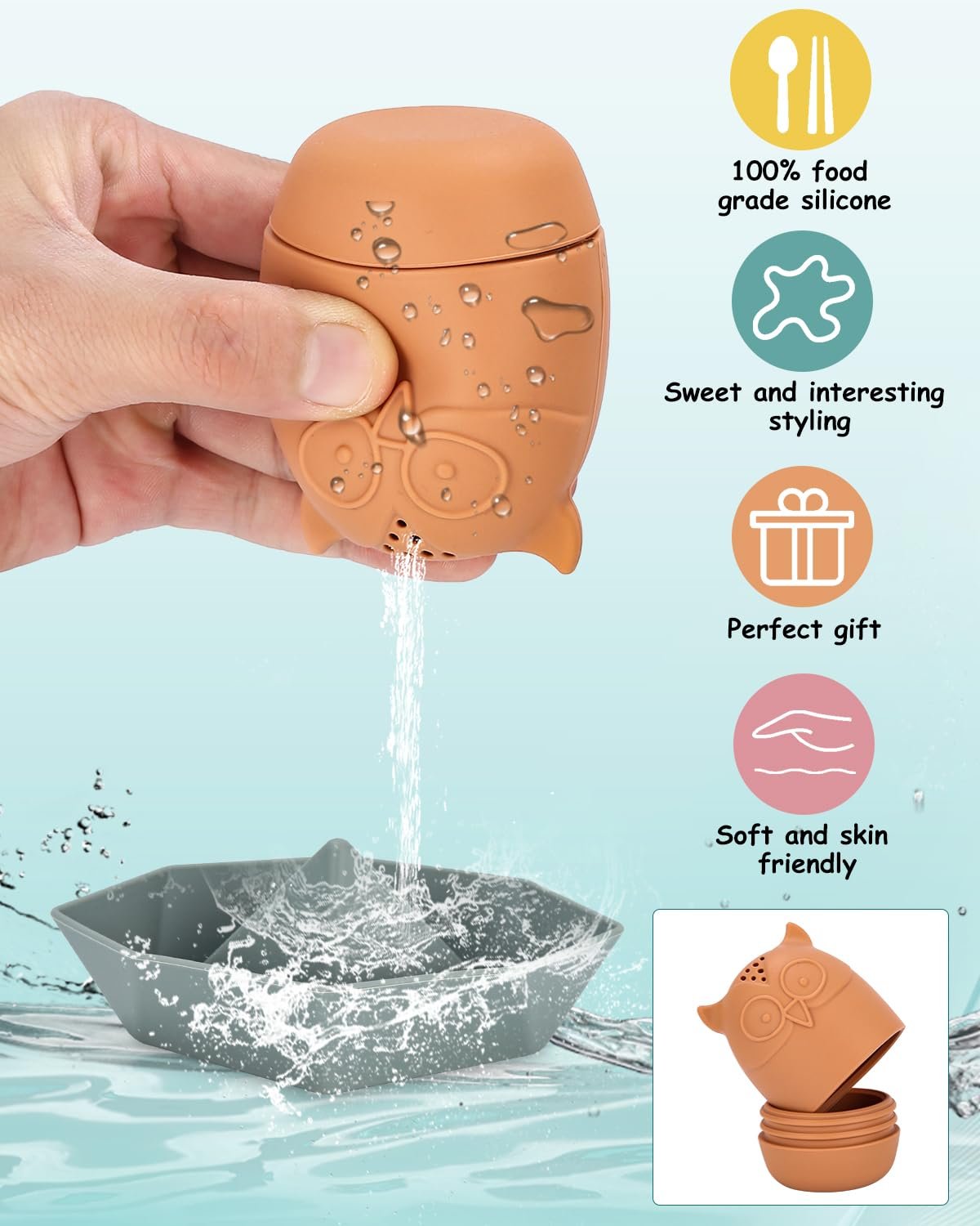 Набір з 8 силіконових тварин для ванни, фото №3