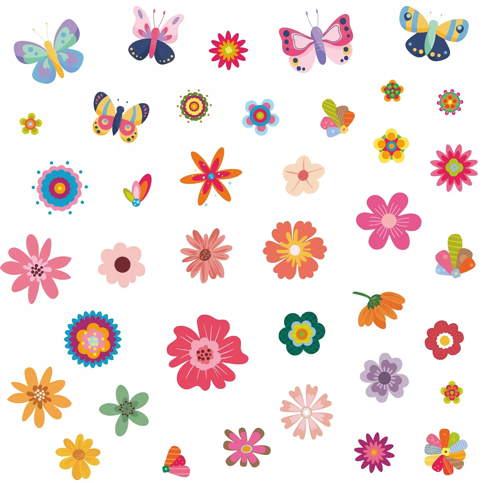 Наклейка на стіну WandSticker4U Boho Flowers Retro 83 x 60 см Різнокольорова, фото №6 Наклейка на стіну WandSticker4U Boho Flowers Retro 83 x 60 см Різнокольорова, фото №6