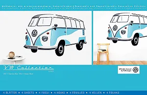 Наклейка на стіну BRISA VW Collection T1 Bus самоклейна Синя synthetic.ua - Фото 1